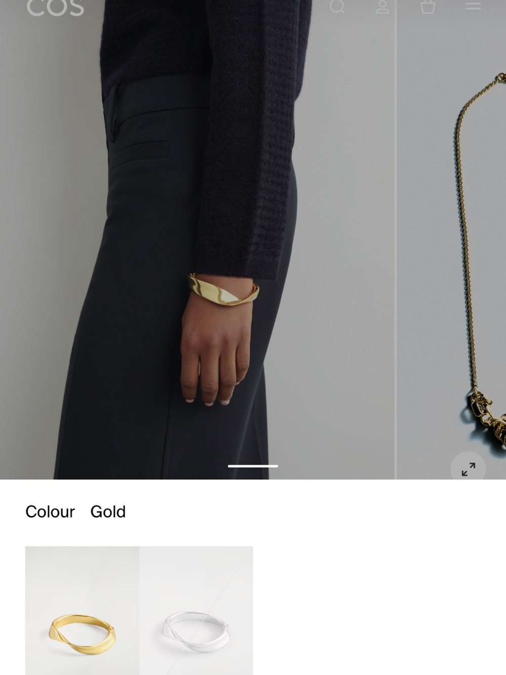 COS Gold Sculptural Twisted Cuff Bracelet